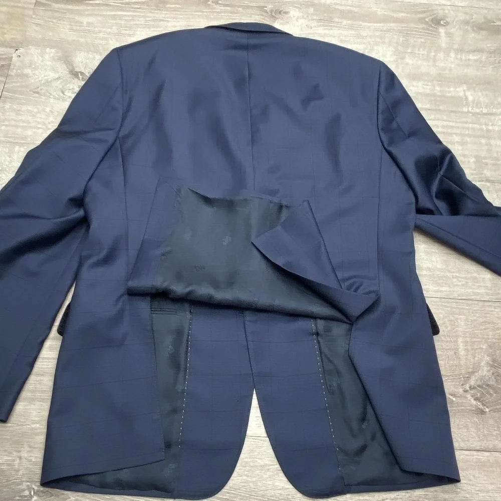 Jos A Bank Suit Jacket 41R Mens Blue‎ Check Wool Reserve Cerruti Tailored Fit